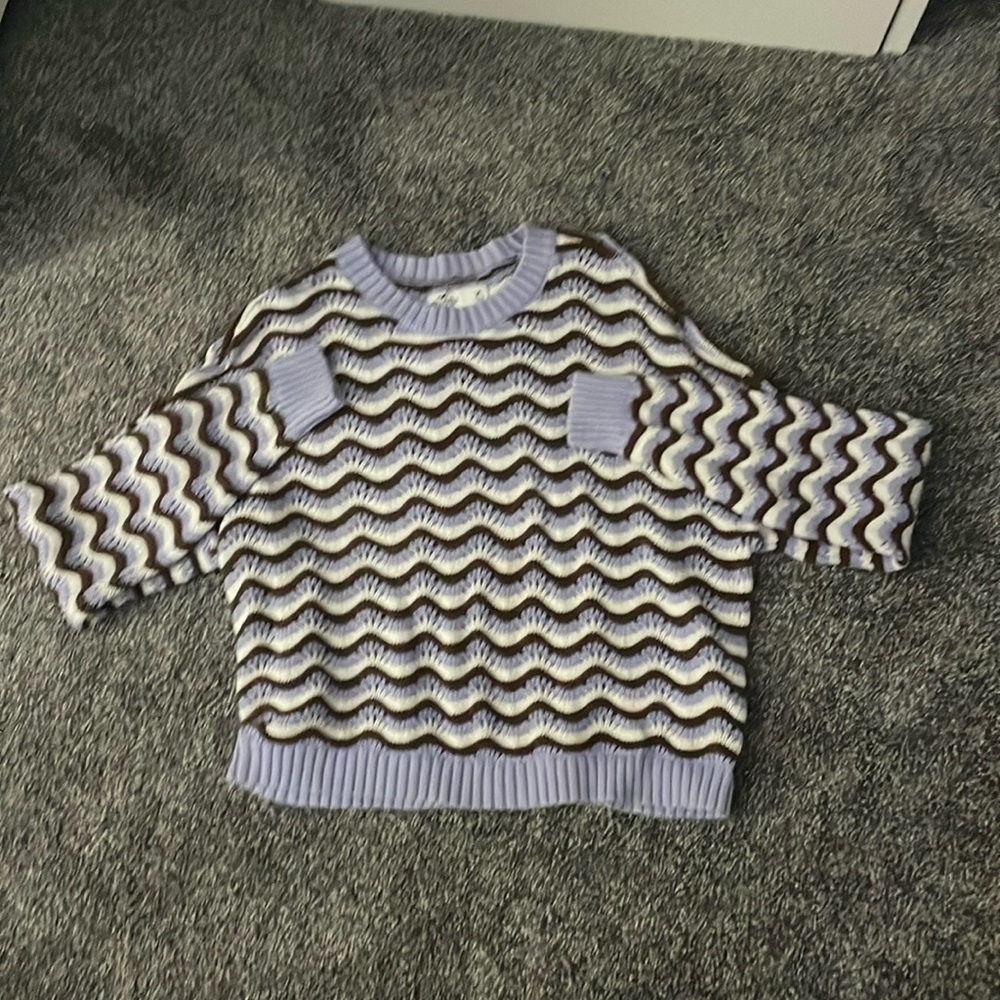 Hollister sweater, women’s medium. Purple, white, and brown.